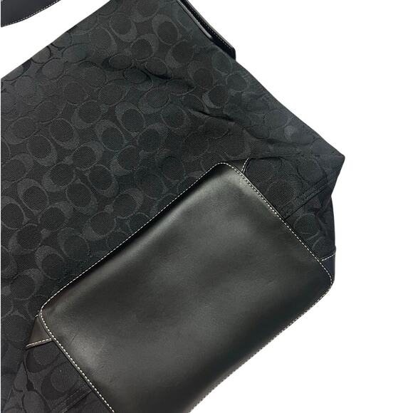 Vintage Coach Black C Logo Large Canvas Duffle Shoulder Bucket Bag y2k - Picture 4 of 10